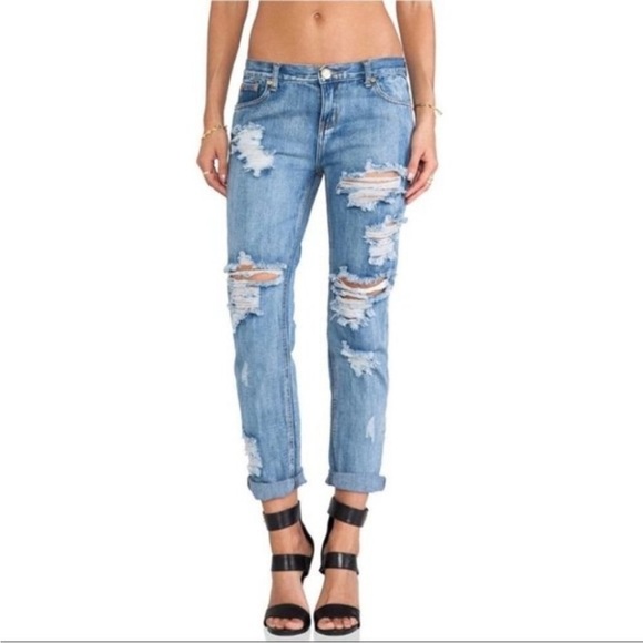 Revolve One Teaspoon Boyfriend Awesome Baggies Jeans Distressed straight leg 25 - Picture 9 of 16